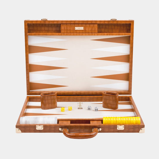 Chestnut Alligator Large Backgammon - VIDO USA
