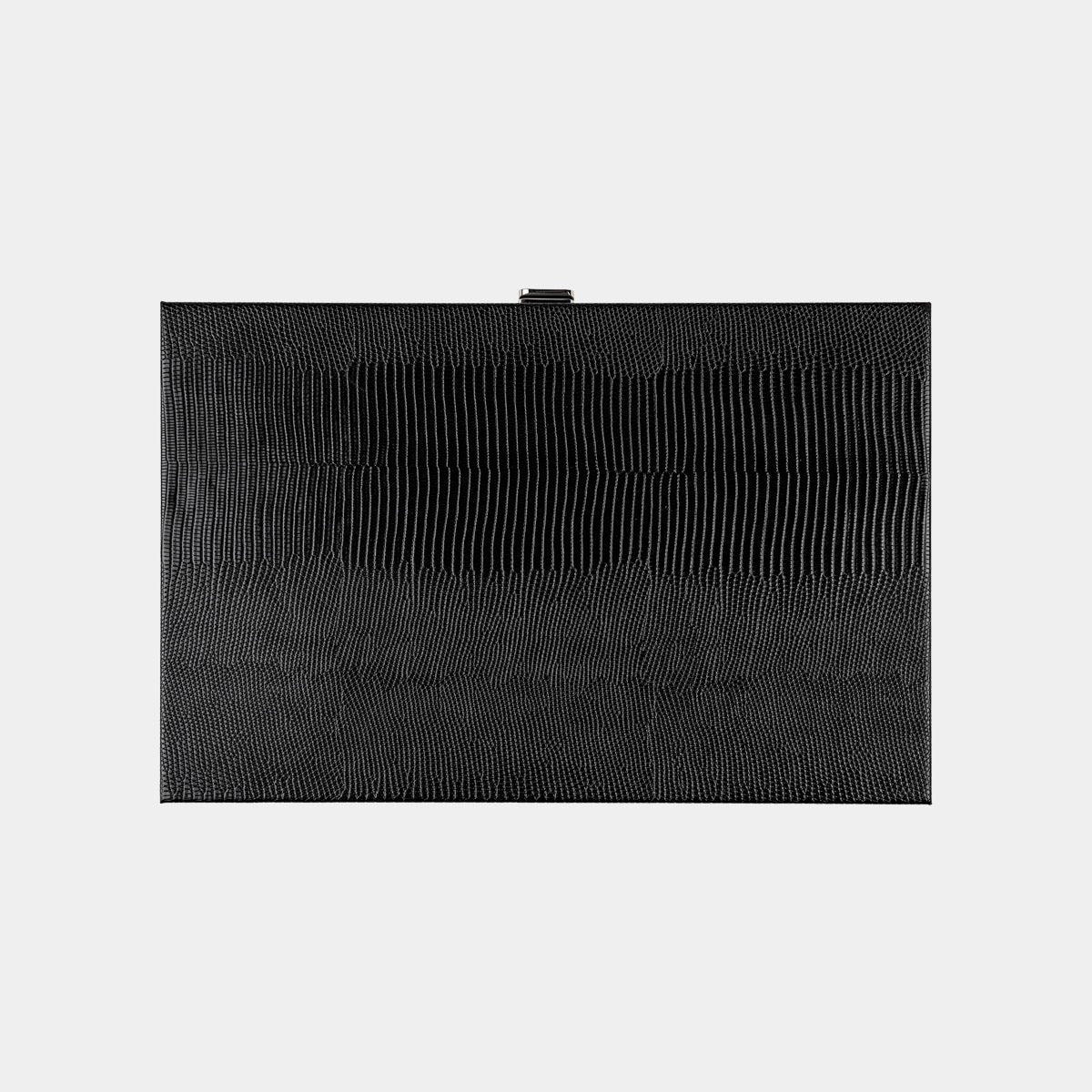 Jet Black Lizard Medium Backgammon - VIDO USA