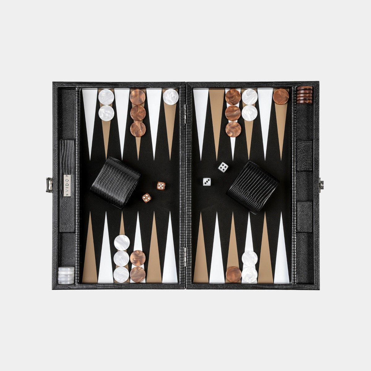 Jet Black Lizard Medium Backgammon - VIDO USA