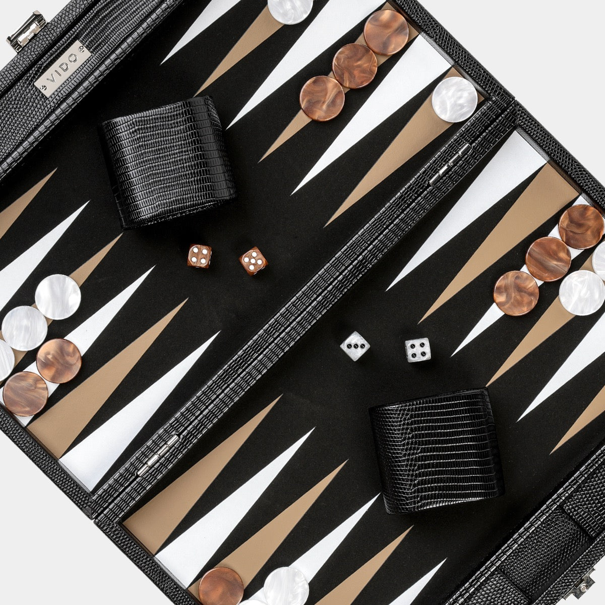 Jet Black Lizard Medium Backgammon - VIDO USA